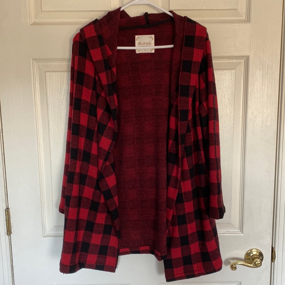 Altar’d State. Red, checkered cardigan. Size S